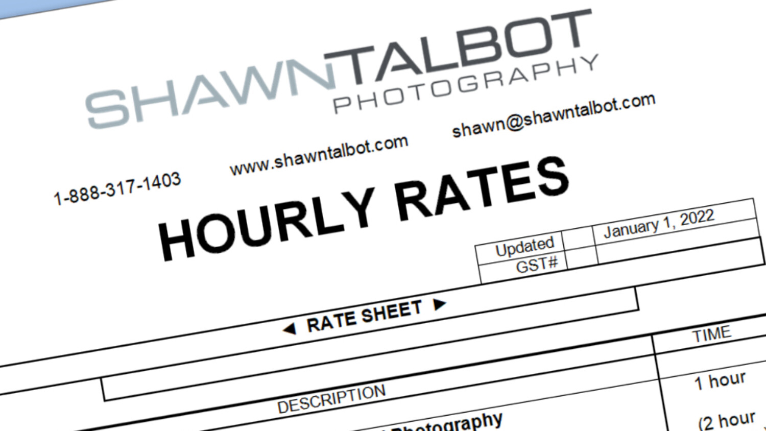 shawn talbot architectural photography hourly rates