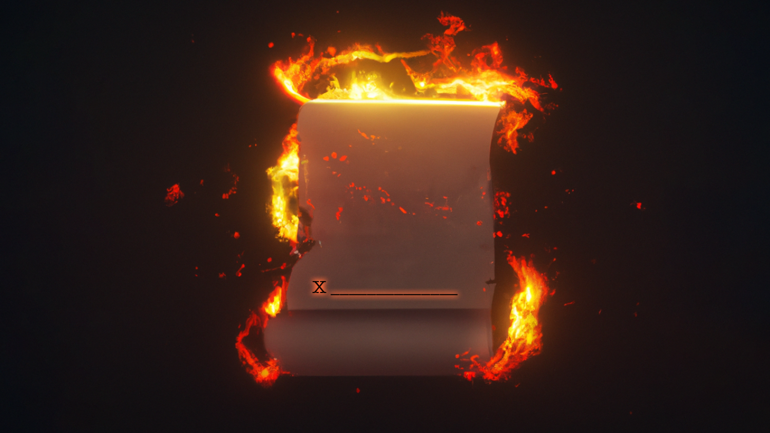 An ominous looking legal document with flames around the edges